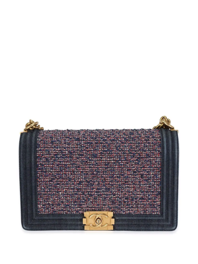 Pre-owned Chanel Medium Boy Shoulder Bag In Blue