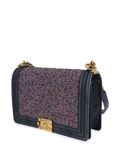 Pre-owned Chanel Medium Boy Shoulder Bag In Blue