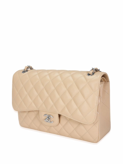 Pre-owned Chanel Jumbo Double Flap Shoulder Bag In Neutrals
