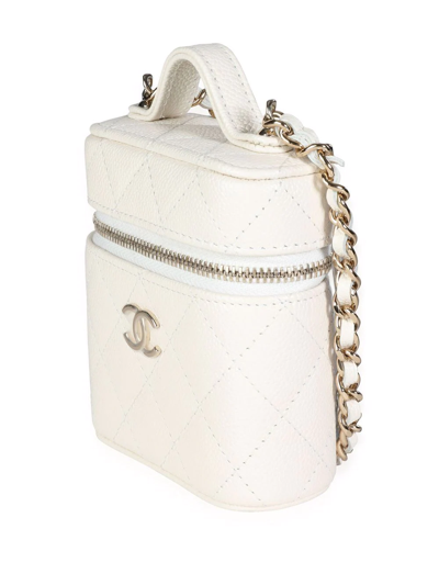 Pre-owned Chanel Mini Diamond-quilted Cc Crossbody Bag In White
