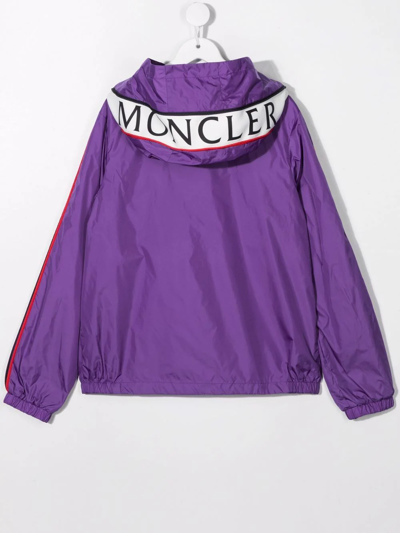Moncler Logo-print Hooded Jacket In Purple