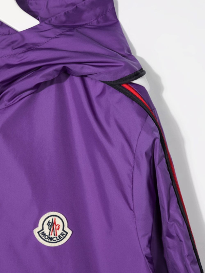 Shop Moncler Logo-print Hooded Jacket In Purple