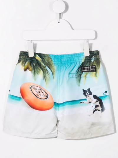 Shop Molo Niko Frisbee-print Swim Shorts In White