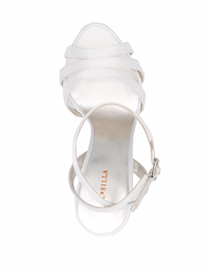 Shop Le Silla Heeled Platform Sandals In White
