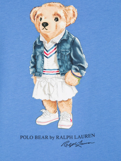 Ralph Lauren Kids' Blue Teddy Bear Print Cotton T-shirt | ModeSens