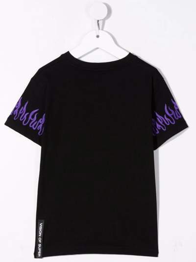Shop Vision Of Super Flame-print T-shirt In Black