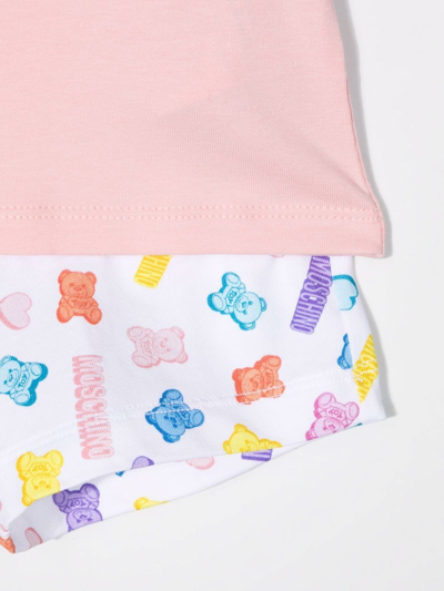 Shop Moschino Logo-print Cotton Shorts Set In Pink