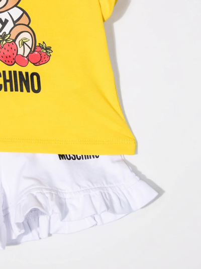 Shop Moschino Ruffled Cotton Shorts In White