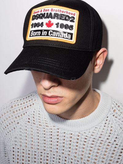 Dsquared2 Logo-patch Cotton Baseball Cap In Black