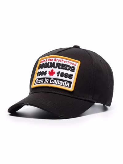 Dsquared2 Logo-patch Cotton Baseball Cap In Black