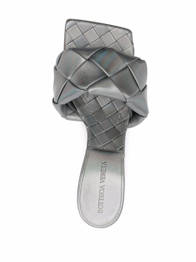 Shop Bottega Veneta Lido Lambskin Sandals In Grey
