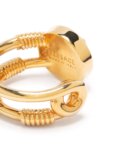 Shop Versace Safety-pin Open Ring In Gold