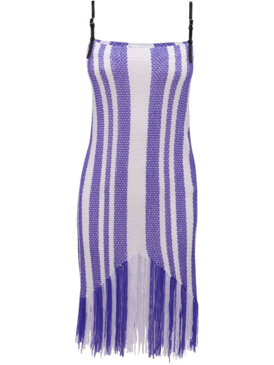 Shop Jw Anderson Fringe-detail Camisole Dress In Purple