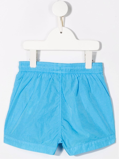 Shop C.p. Company Logo-patch Swim Shorts In Blue