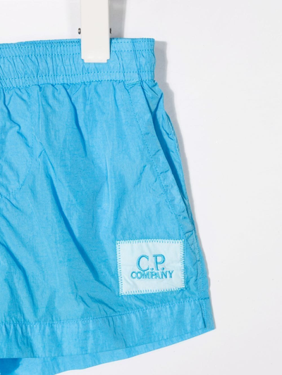 Shop C.p. Company Logo-patch Swim Shorts In Blue