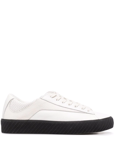 By Far Rodina Perforated Pebbled-leather And Woven Sneakers In White ...