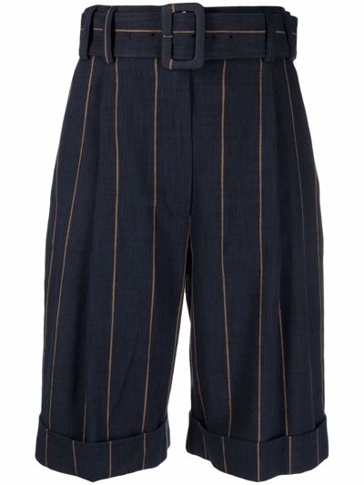 Shop Lardini Pinstripe Tailored Bermuda Shorts In Blue