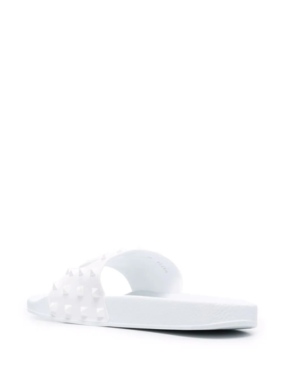 Valentino Men's V Logo Rockstud Pool Slides In White