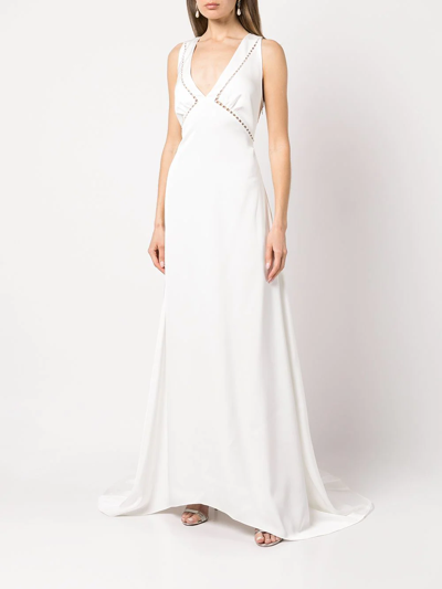 Shop Sachin & Babi Astor Pearl-embellished Gown In White