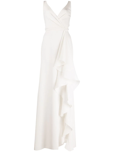 Shop Sachin & Babi Courtney Ruffled Maxi Gown In White