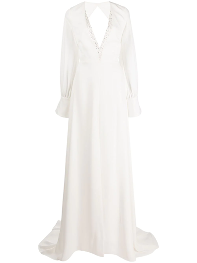 Shop Sachin & Babi Britt Sequin-embellished Long-sleeved Gown In White