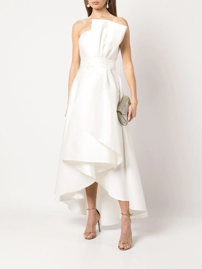 Shop Sachin & Babi Tara Draped Strapless Gown In White