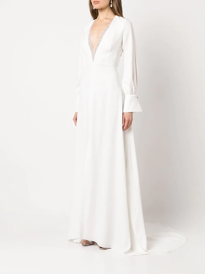Shop Sachin & Babi Britt Sequin-embellished Long-sleeved Gown In White