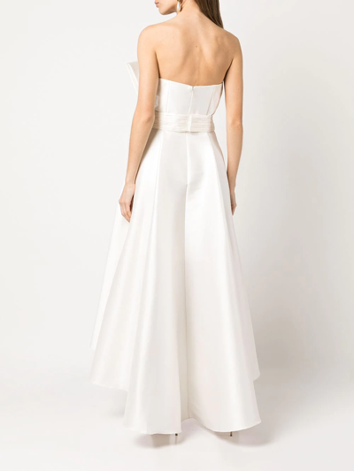 Shop Sachin & Babi Tara Draped Strapless Gown In White