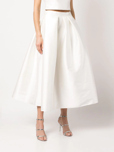 Sachin & Babi Leighton Flared Satin Midi-skirt In White