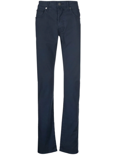 Shop Incotex Slim-cut Trousers In Blue