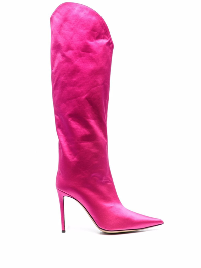 Shop Alexandre Vauthier Alex Satin Boots In Pink
