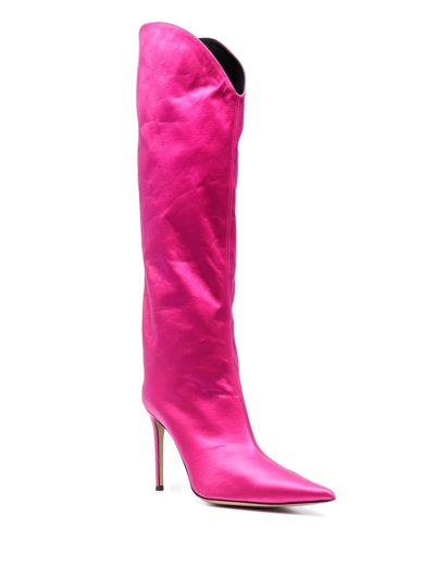 Shop Alexandre Vauthier Alex Satin Boots In Pink