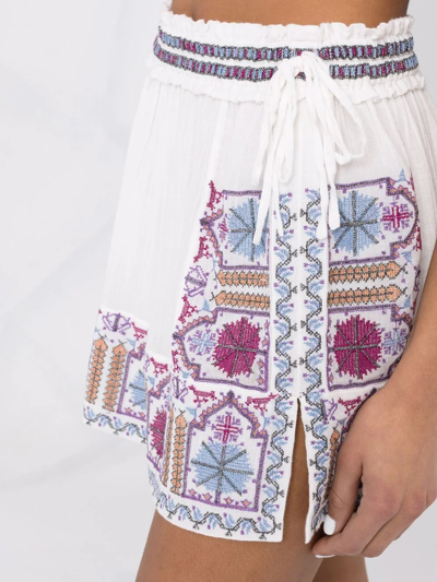 Shop Isabel Marant Embroidered Side-slit Miniskirt In White