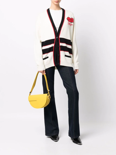 Shop Sonia Rykiel Striped-trim Long Cardigan In Neutrals