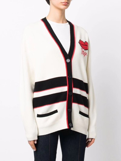 Shop Sonia Rykiel Striped-trim Long Cardigan In Neutrals