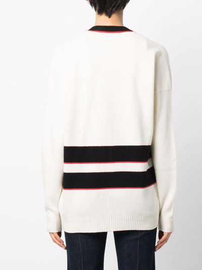 Shop Sonia Rykiel Striped-trim Long Cardigan In Neutrals