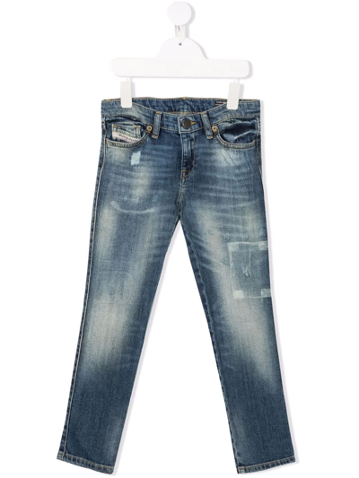 Shop Diesel Straight-leg Cotton-blend Jeans In Blue