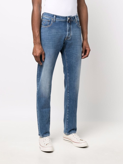 Shop Jacob Cohen Mid-rise Straight-leg Jeans In Blue