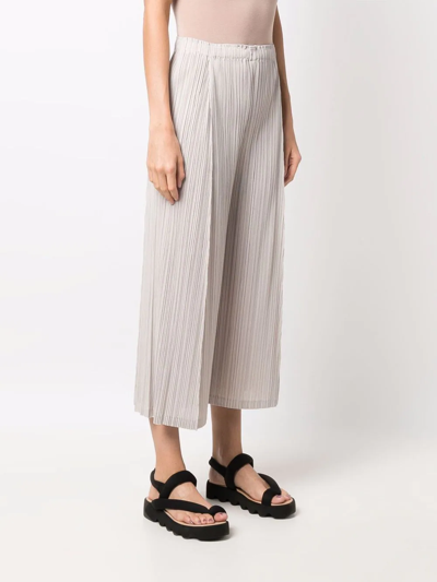 Shop Issey Miyake Plissé Elasticated-waist Culottes In Neutrals