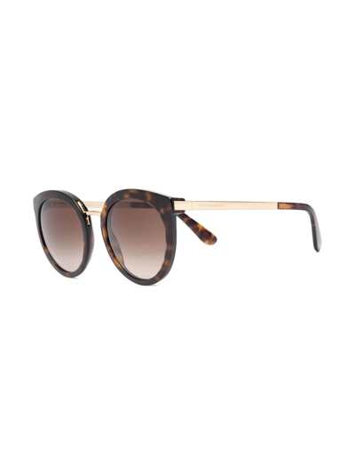 Shop Dolce & Gabbana Tortoiseshell Round-frame Sunglasses In Brown