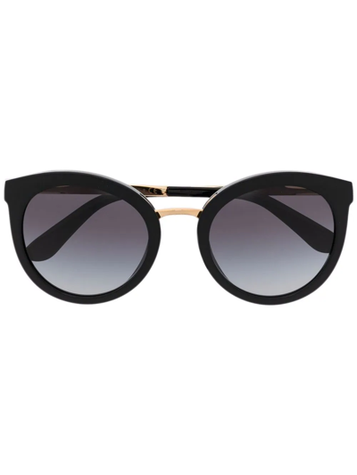 Shop Dolce & Gabbana Round-frame Sunglasses In Gold