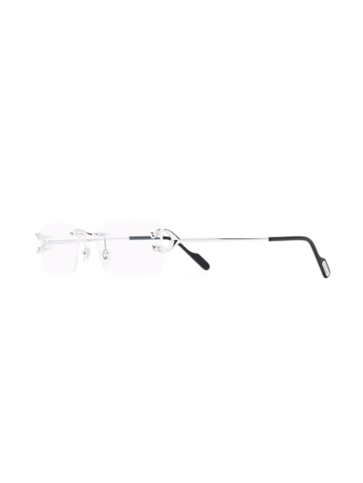 Shop Cartier Rimless Square-frame Glasses In Silver