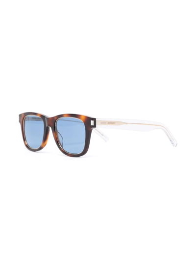 Saint Laurent Tortoiseshell Wayfarer-frame Sunglasses In Brown