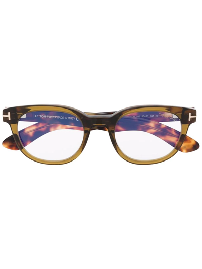 Shop Tom Ford Round-frame Optical Glasses In Brown