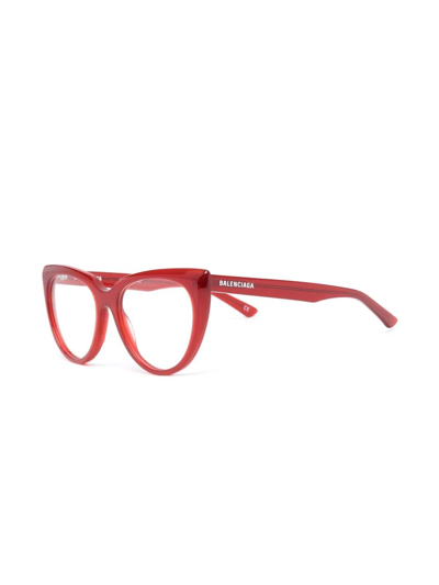 Shop Balenciaga Cat-eye Optical Glasses In Red