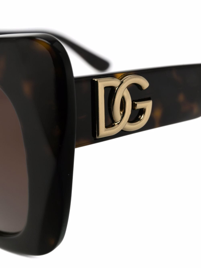 Shop Dolce & Gabbana Logo-embellished Cat-eye Sunglasses In Black