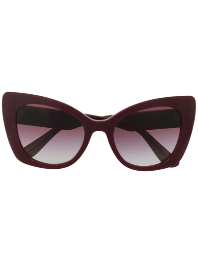 Shop Dolce & Gabbana Logo-plaque Cat-eye Sunglasses In Red