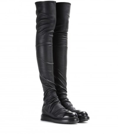 Rick Owens Leather Over-the-knee Boots In Llack