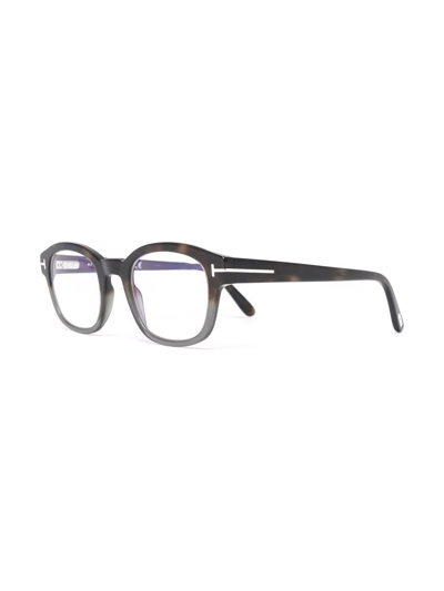 Shop Tom Ford Oval-frame Tortoiseshell-effect Glasses In Black