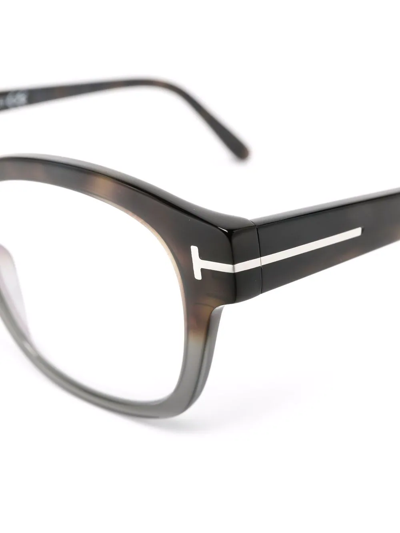 Shop Tom Ford Oval-frame Tortoiseshell-effect Glasses In Black